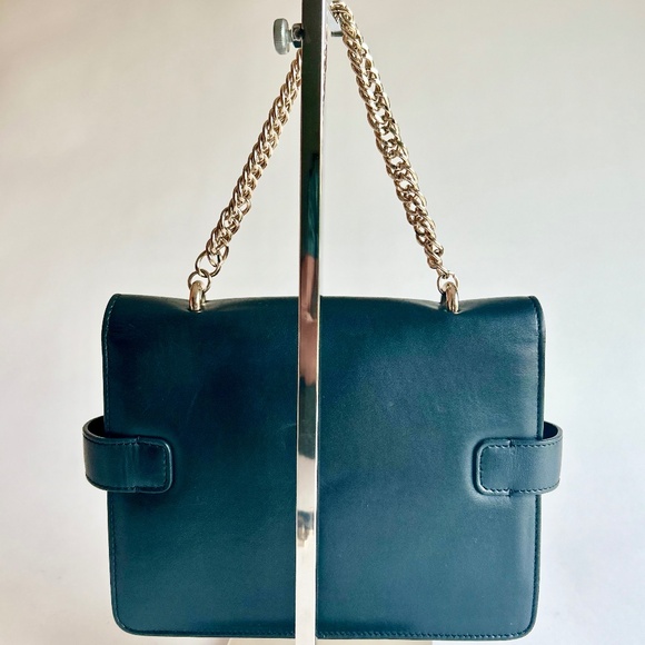 Versace Collecting Navy Genuine Leather Gold Chain Handbag Shoulder Bag - Picture 4 of 16